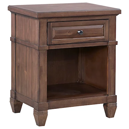 Transitional One Drawer Nightstand with Shelf